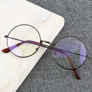 

Vintage Round Metal Frame Blue Light Blocking Personality College Style Clear Lens Eye Glasses Eye Protection Mobile Phone Game