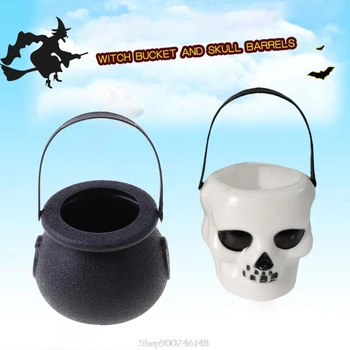 

20 pcs Mini Candy Kettles Witch Skeleton Cauldron Holder Pot with Handle for Halloween, Easter, St Patrick's Day Party Dropship