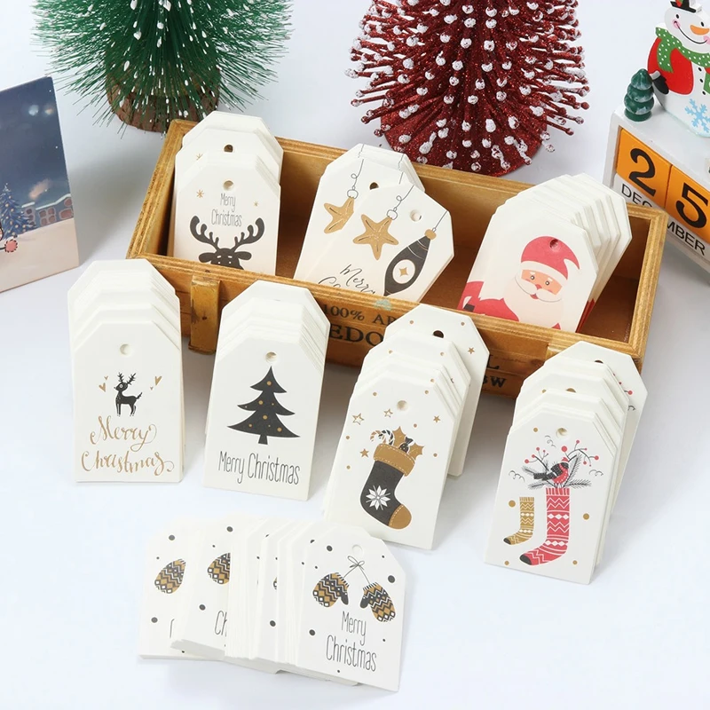 

50Pcs Noel Tags Merry Christmas Tree Ornaments Xmas DIY Crafts Label New Year Noel Christmas Decorations for Home Supplies
