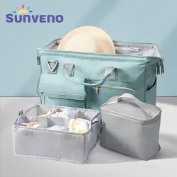 4 шт./компл. Sunveno Большая вместительная Детская сумка для подгузников водонепроницаемая сумка для подгузников модный рюкзак на плечо для