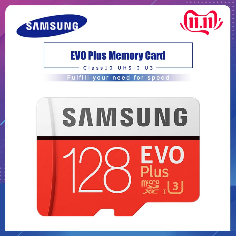 SAMSUNG Micro SD карта 128 Гб карта памяти EVO Plus 128 Гб класс 10 TF карта C10 microsd UHS-I U3 cartao de memoria flash mecard