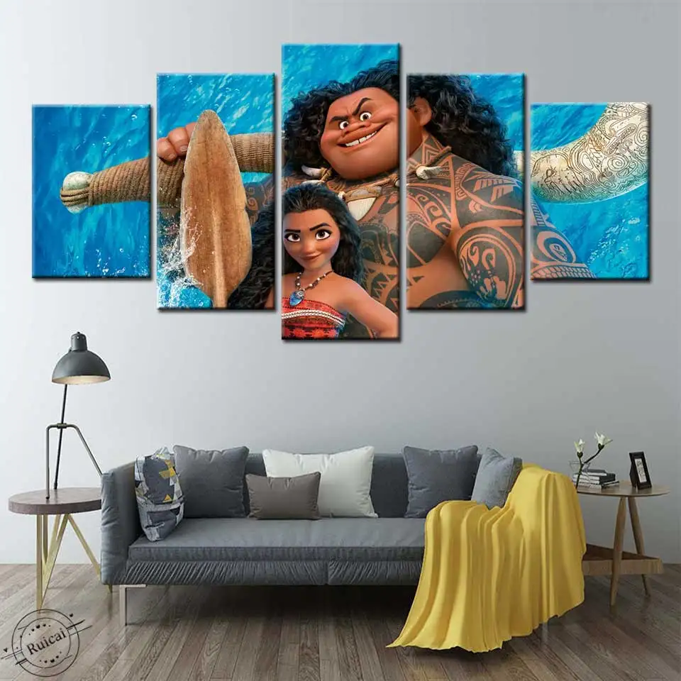 Холст для живописи настенные художественные плакаты и принты 5 шт. HD Moana Ocean Romance с