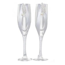 ABUI-2Pc/Set Creative Gift Bridal and Groom Champagne Flutes Wedding Glasses Set Cup Toasting Goblet for Weddings Party