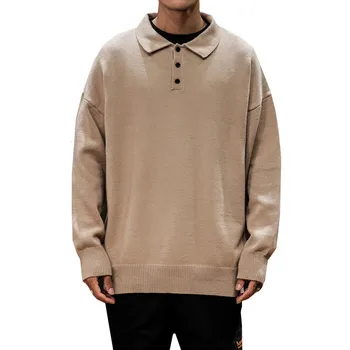 

Winter Thicken Sweater Men Warm Fashion Solid Color Casual Lapel Knit Pullover Man Streetwear Long Sleeve Sweter Clothes M-5XL