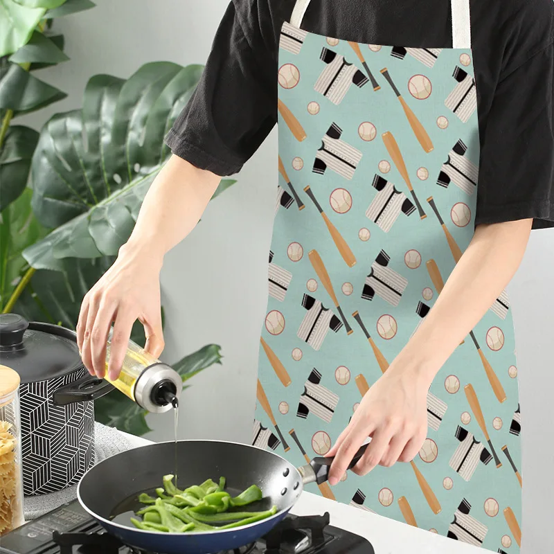 Women Men Kitchen Aprons Sports Waterproof Cooking oil-proof Cotton Linen Antifouling Chef Apron Cleaning 68*55cm 0069