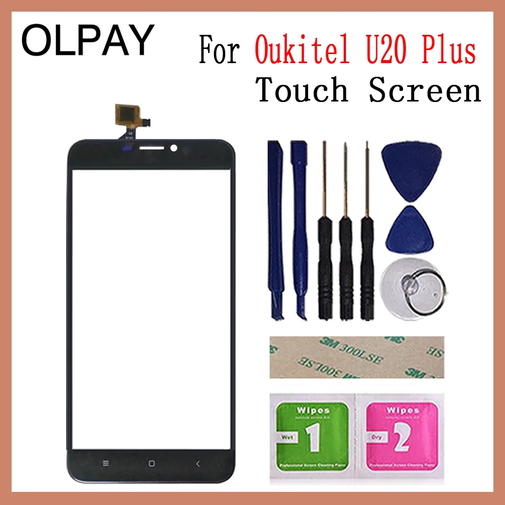 Black With Tools Мобильный телефон 5,5 ''дюймовый сенсорный экран для Oukitel U20 Plus сенсорный экран Стекло Переднее стекло дигитайзер панель объектив сенсор ремонт - Цвет: Black With Tools