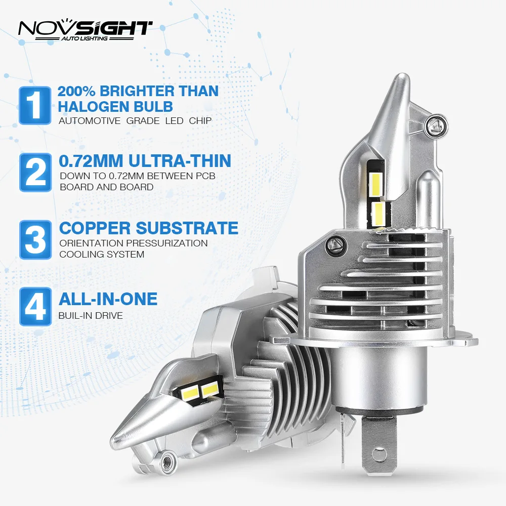 NOVSIGHT H4 светодиодный светильник H7 H11 H16JP 9005 9006 9012 P13 PSX24W PSX26W 50 Вт 10000LM 6500K|Передние
