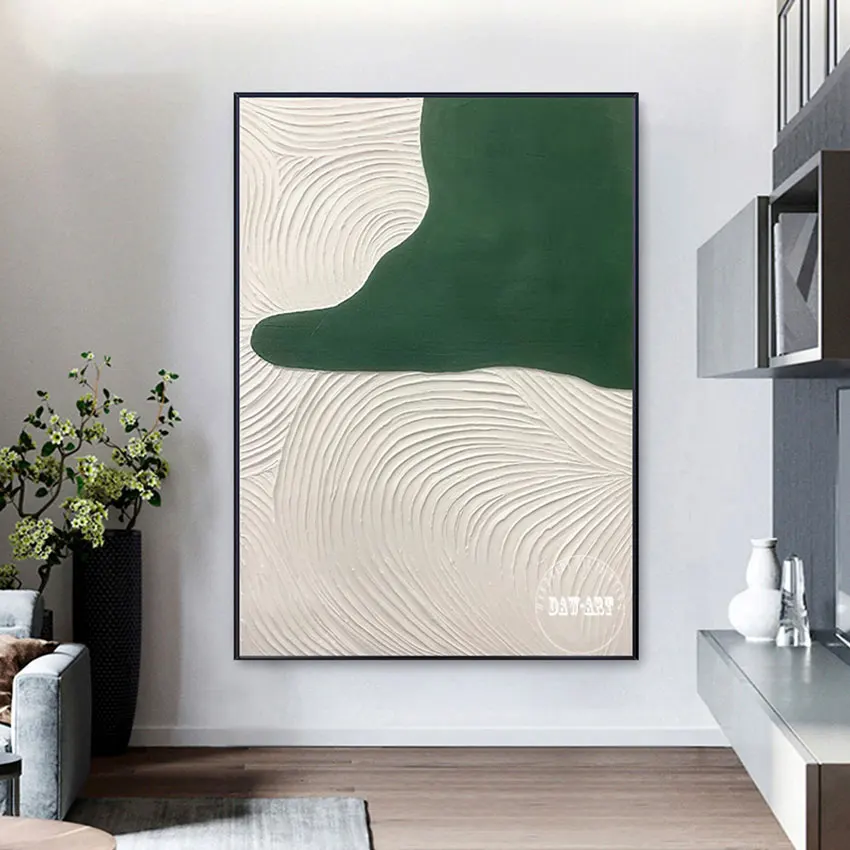 

2022 New Arrival White Green Abstract Art Oil Paintings On Canvas Artwork Modern Wall Decor Accessories For Bedroom Unframed