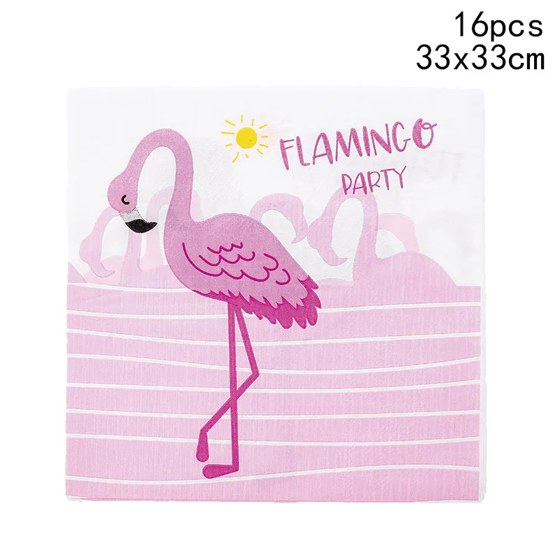 16pcs napkin Розовый фламинго одноразовая посуда бумажные тарелки и стаканы украшение на детский день рождения Гавайские принадлежности для тематической вечеринки подарочные упаковочные коробки - Цвет: 16pcs napkin