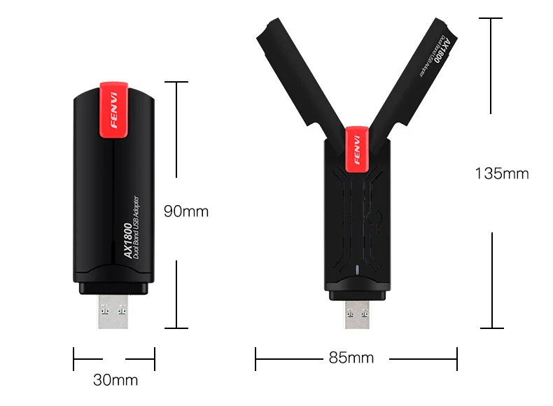 Adaptateur USB Wifi, Adaptateur USB WiFi 6 Cryptage WPA3 2.4 5.8G Double  Bande 1800Mbps Avec 2 Antennes 2dBi Pour Ordinateur 