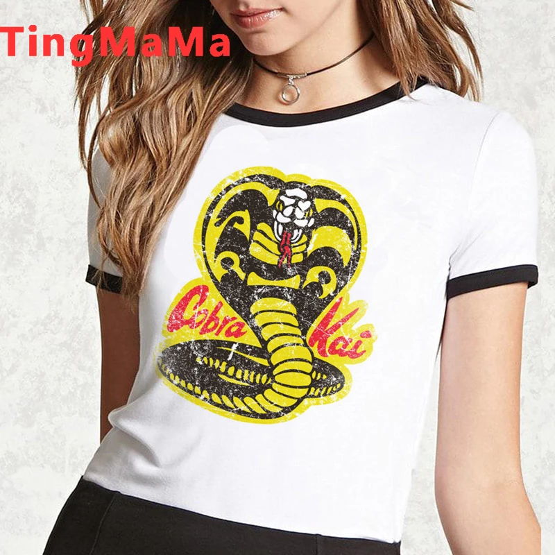 Camiseta de kárate Cobra Kai para mujer, Tops Harajuku, Camisetas estampadas de dibujos animados, camiseta estética Grunge, Unisex