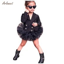 ARLONEET/платье для маленьких девочек Новинка года, Свадебный костюм платье принцессы Сетчатое платье с длинными рукавами зимнее черное белое платье vestidos menina