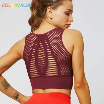 

Colorvalue Sexy Mesh Workout Sport Bras Top Women Stretchy Seamless Running Fitness Bras Crop Top Shockproof Yoga Athletic Bras