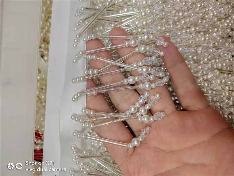 Специальный материал с кристаллами 11 ярдов с бахромой и с бусинами для свадебного украшения платья