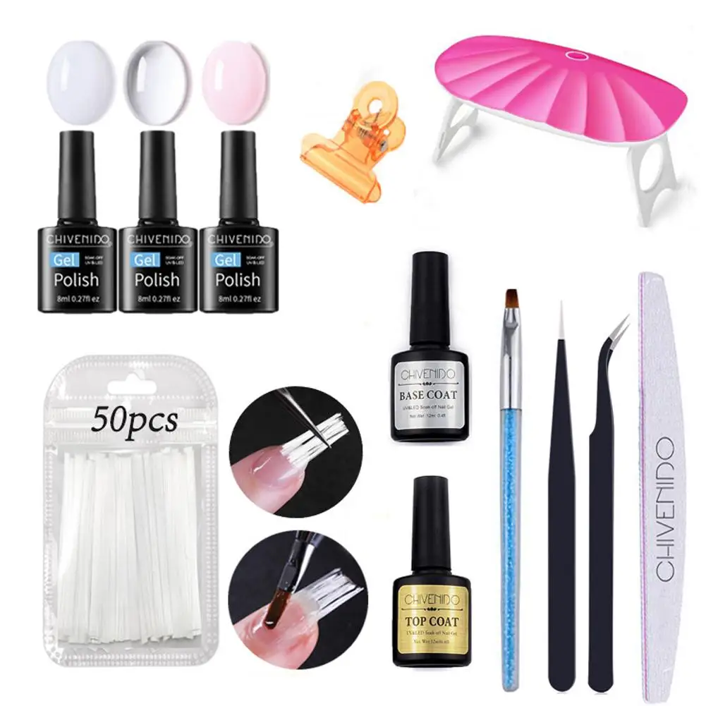 

Professional Fiberglass Nail Kit Fiber Nails Extension For Nail Building Extension Acrylic Tips Manicure Salon Tool Set