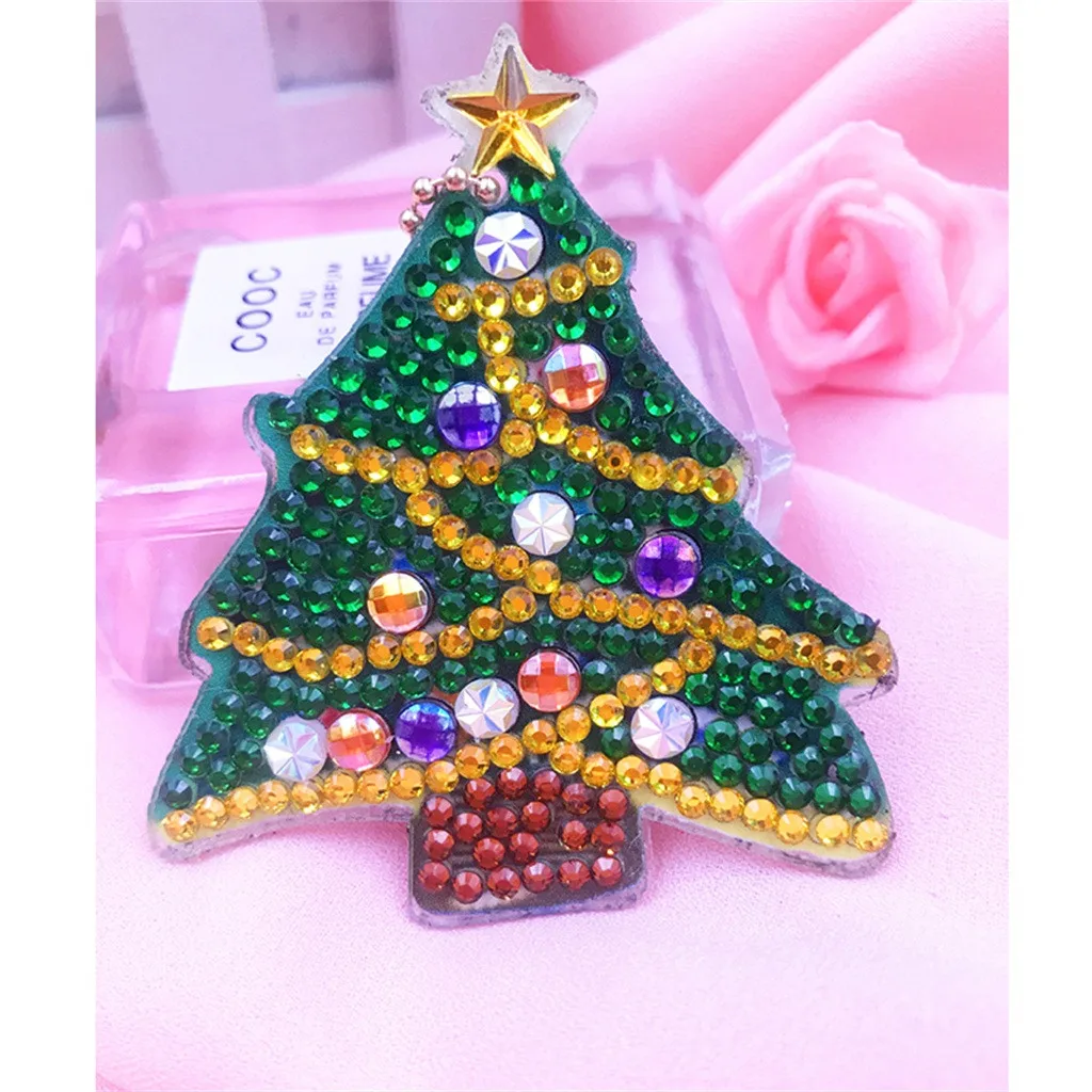 

4Pcs DIY Toy Christmas Tree 5D Diamond Painting KeyRing Key Chain Pendant Gift Sep#02