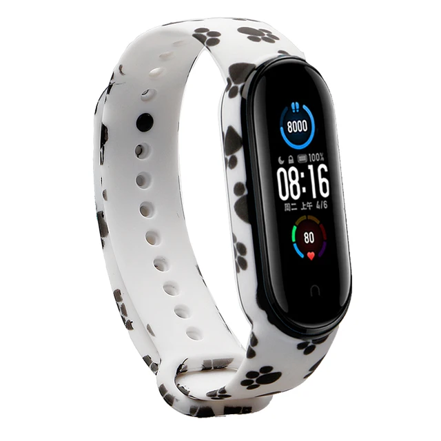 Bracelet for Xiaomi Mi Band 5 Strap Silicone Painting Flowers Belt miband 5 accessories Wrist Strap for Xiaomi Band 6 Feet