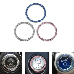 1PC 40mm/1.57" Automobiles Start Switch Button Decorative Diamond Rhinestone Ring Circle Trim Auto Car Decorative Accessories