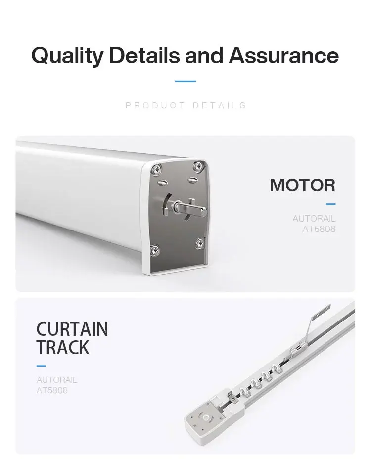 Rail Motorisé Pour Rideaux ABALON - WiFi, Alexa, Google Home, Télécommande, 1-3m, Blanc