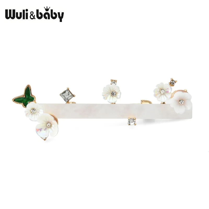 Женская акриловая брошь Wuli & baby белая в форме цветка свадебная Банкетная