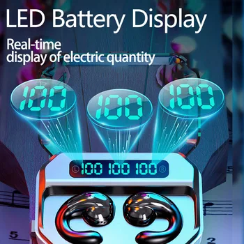 

Bone Conduction Headset Bluetooth 5.0 Earphones Charging Box Wireless Headphone Stereo Sports Waterproof Earbuds With Microphone