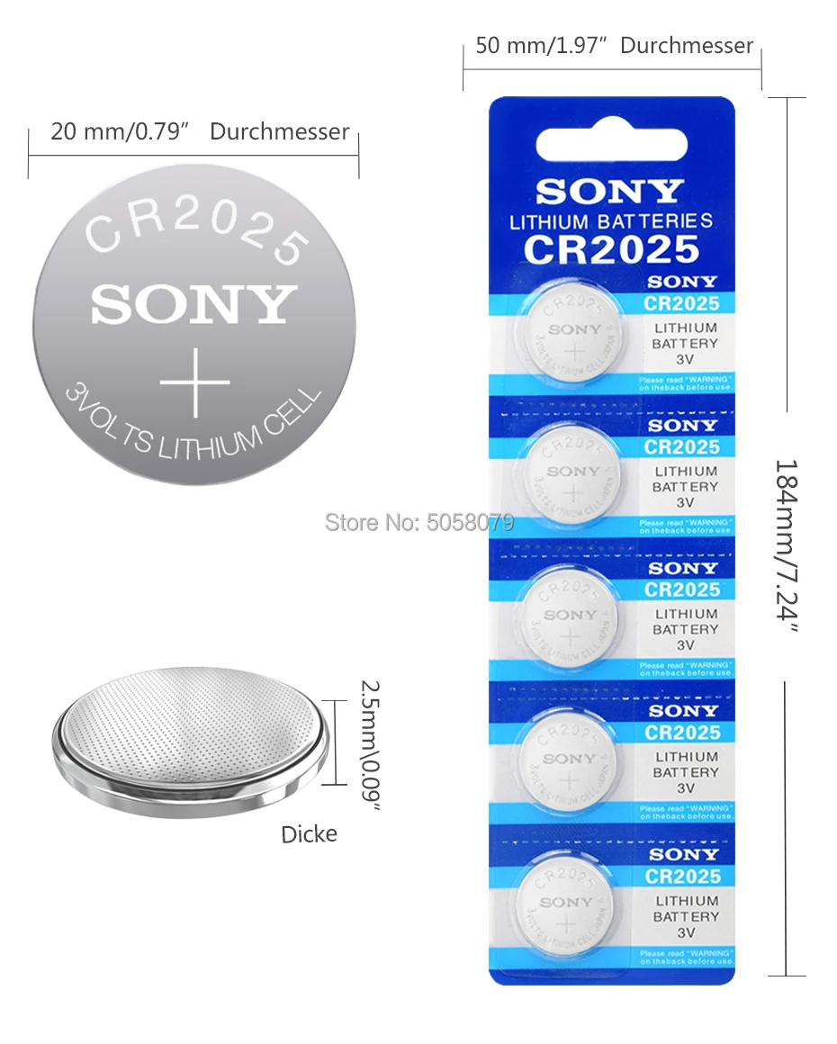 50pc original brand for SONY cr2025 ECR2025 BR2025 DL2025 KCR2025 LM2025 3v button cell coin lithium batteries for watch