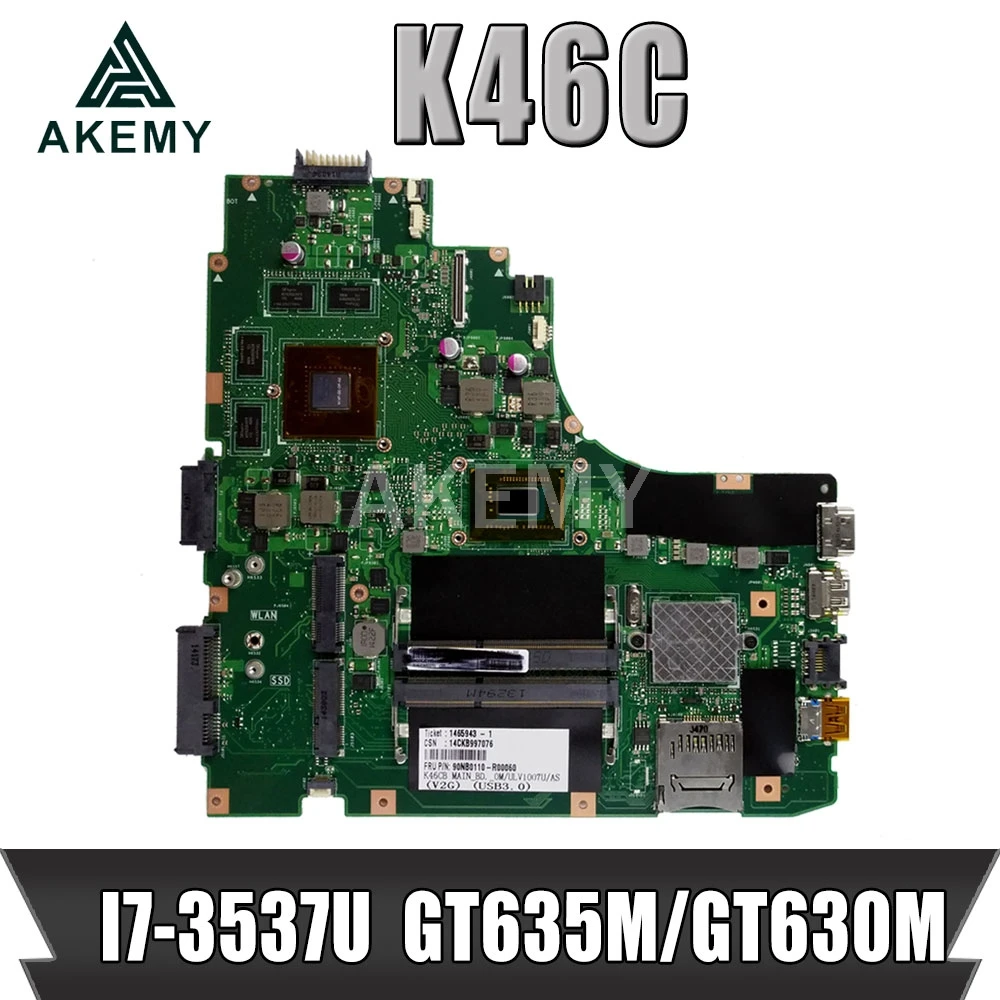 Akemy K46CB/K46CM материнская плата для ноутбука Asus K46CB K46CM K46C K46 тест оригинальная I7 3537U