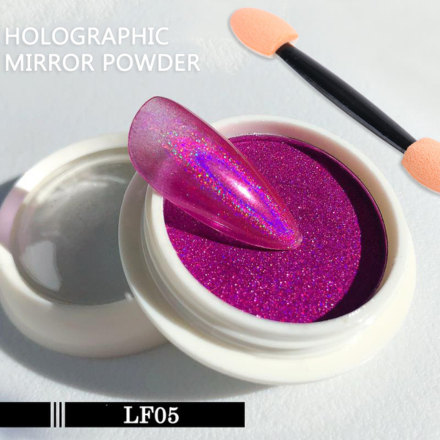tırnak tozu krom lazer ayna Glitter tasarım tırnak sanat Pigment sürtünme toz gevreği süslemeleri fırça manikür TRLF01-07