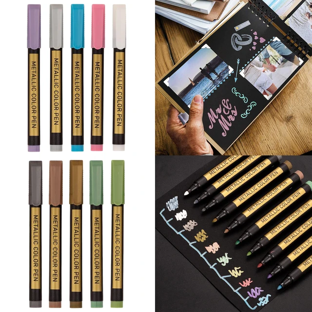 10PCS Medium Tip Metallic Marker Pens Set for Black Paper, Rock Painting,  Scrapbooking Crafts, Card Making, Ceramics, DIY Photo - AliExpress