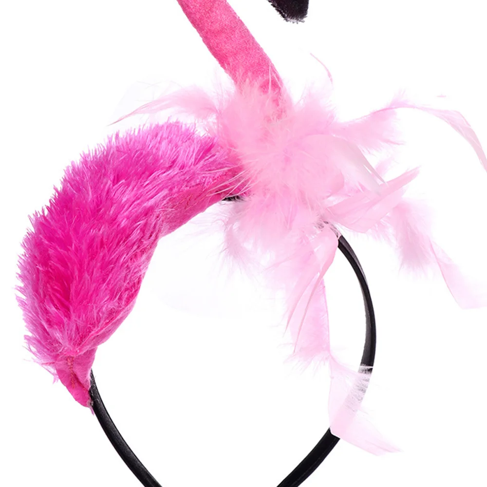 Women girl cute flamingo headband handmade velvet animal headband party halloween hair accessories funny cosplay headband pink star hair clips