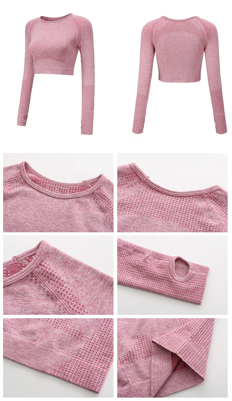 Vital seamless yoga top long sleeve gym crop top shirt workout yoga shirt for women sportswear 7 colors