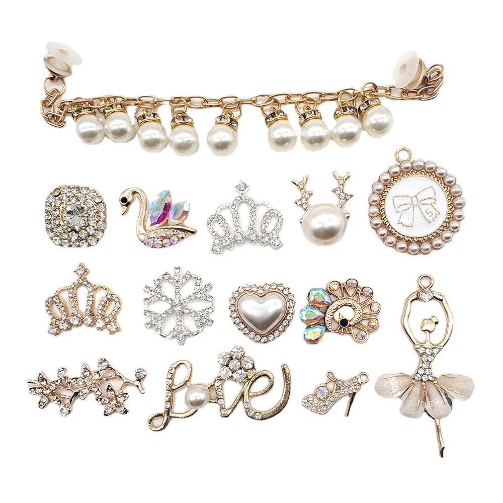 Metal 1pcs Diamond Crown Shoe Charms DIY Jewelry Snow Accessories Fit Women’s Sandals Decorations Buckle Girls Adult Party Gifts