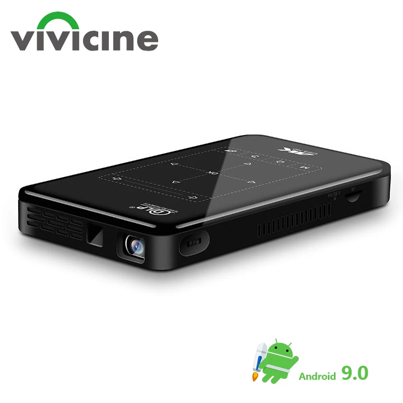 Vivicine P09Ⅱ Android 9.0 Upgraded Support 4K Mini 3D ProjectorWIFI Miracast Airplay Movie Proyector Beamer with Battery