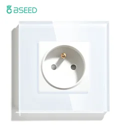 Elegant Crystal Glass Panel Double Power Socket - France Standard 16A 110V-250V for Single Socket White