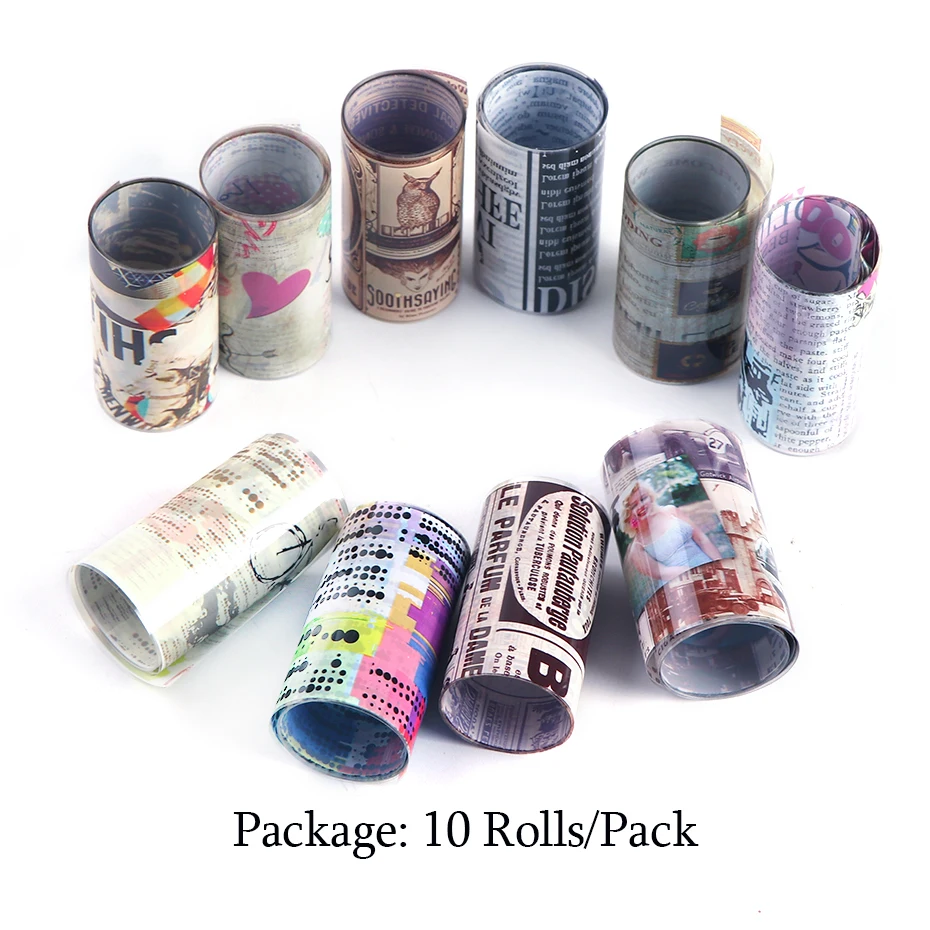 Набор винтажных наклеек из газеты и фольги для ногтей 10 шт. сексуальные женские