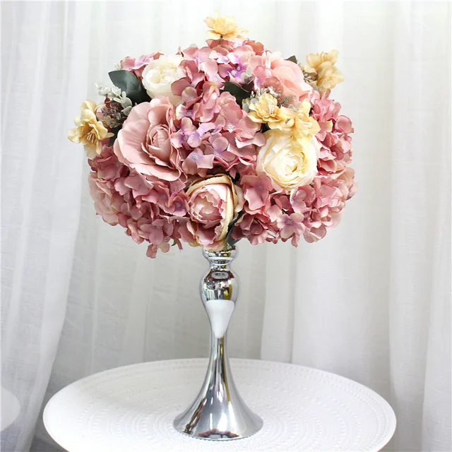 Подгонка 35 см шелковые пионы искусственный цветок шар центральный расположение декора для свадьбы фон стол цветок шар 13 цветов - Цвет: 015