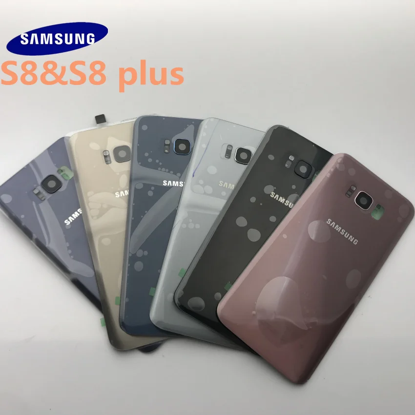 Samsung Galaxy S8 G950 G950F S8+ plus G955 G955F Задняя стеклянная крышка Крышка батарейного отсека дверь с объективом камеры+ передняя стеклянная линза