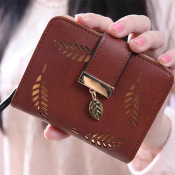 

Hollow Leaf Girls Lady Leather Clutch Wallet Long PU Card Holder Purse Handbag