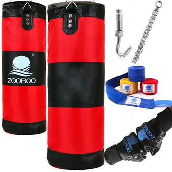 

70cm 80cm 90cm 100cm Empty Boxing Sand Bag Hanging Kick Sandbag Boxing Training Fight Karate Sandbag Set with Gloves Wrist Guard