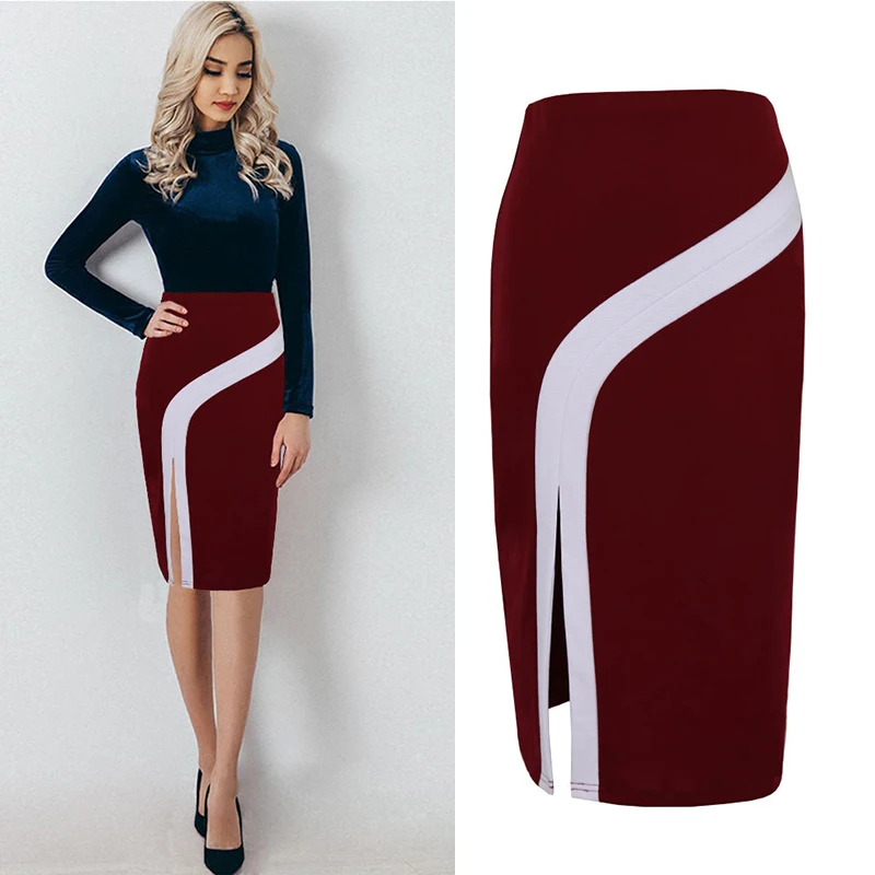 Women Skirt Bodycon Skirt Office Women Slim Knee Length High Waist Stretch Sexy Pencil Skirts Casual Bodycon Skirts