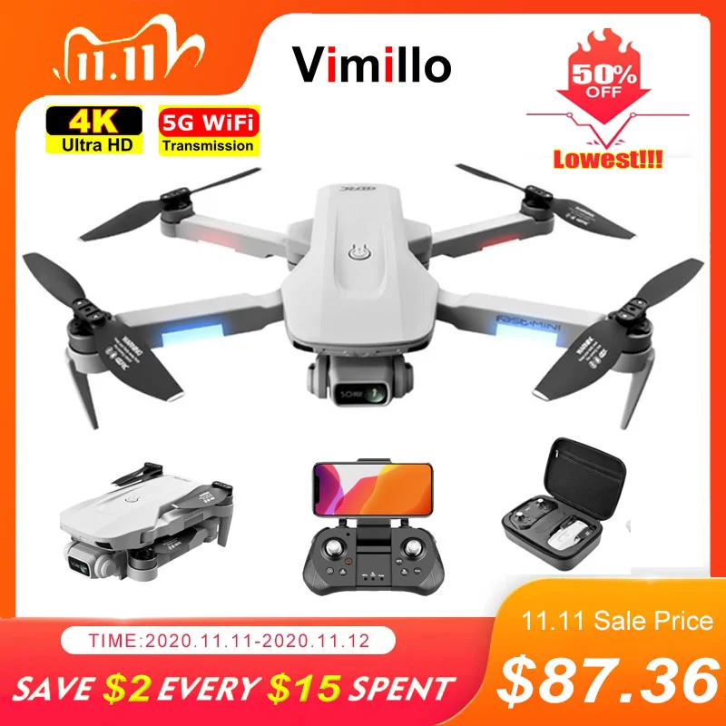 

Vimillo Newest F8 Drone 5G GPS Wifi Fpv With HD 4K Rc Quadcopter Camera Dron Supports TF Card Flight 30 Min VS F4 SG906 pro2