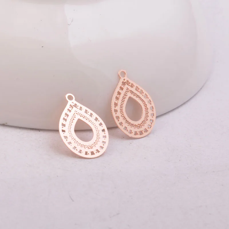 Rose Gold 100 шт AC10569 12*16 мм латунная филигранная подвеска с подвеской из розового золота и серебра, маленький водяной знак, самодельные ювелирные изделия - Окраска металла: Rose Gold