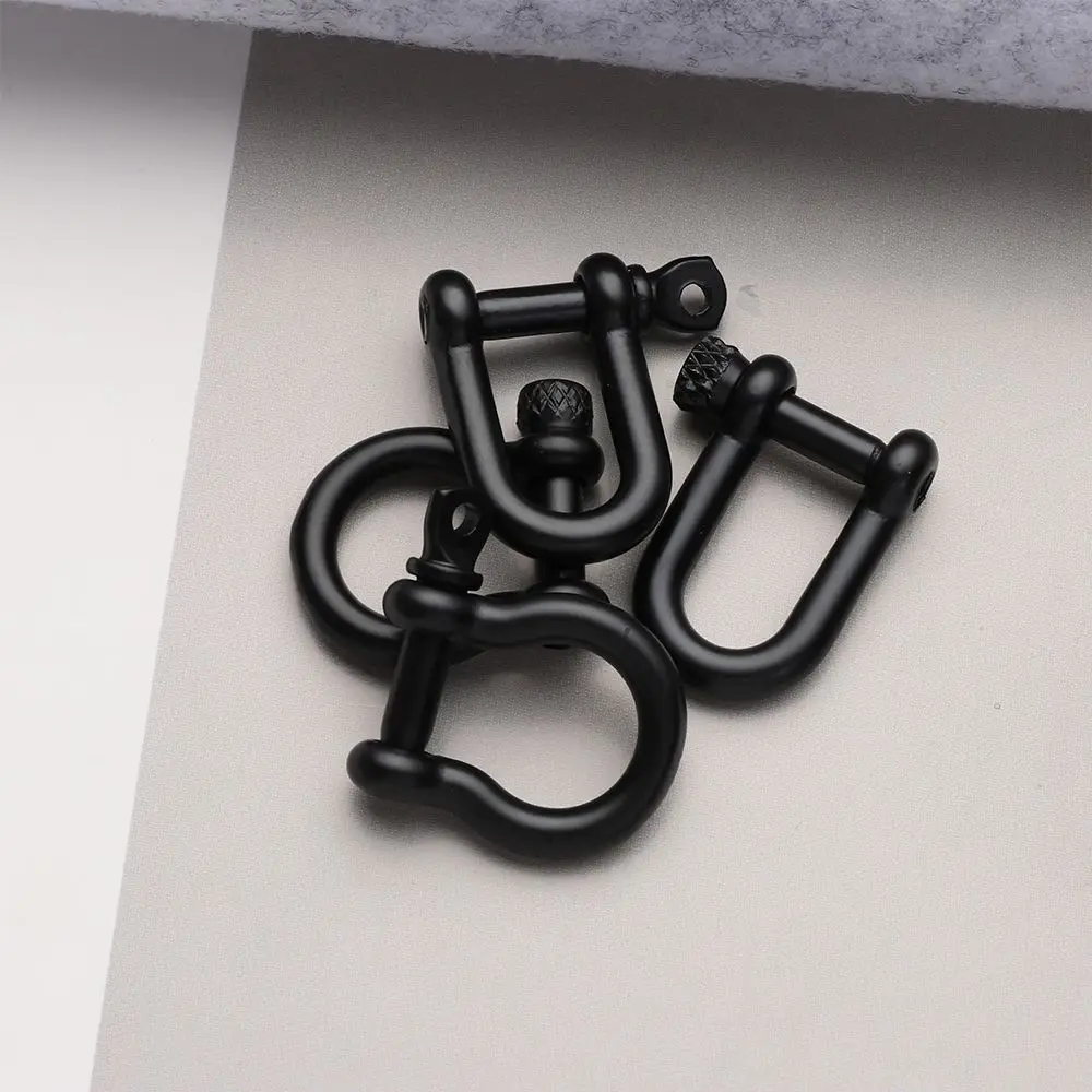 1PC Solid Stainless Steel Carabiner D Bow Staples Shackle Key Ring Keychain Hook Joint Connector Buckles Outdoor Bracelet Buckle carabiner clips keychain carabiner key ring