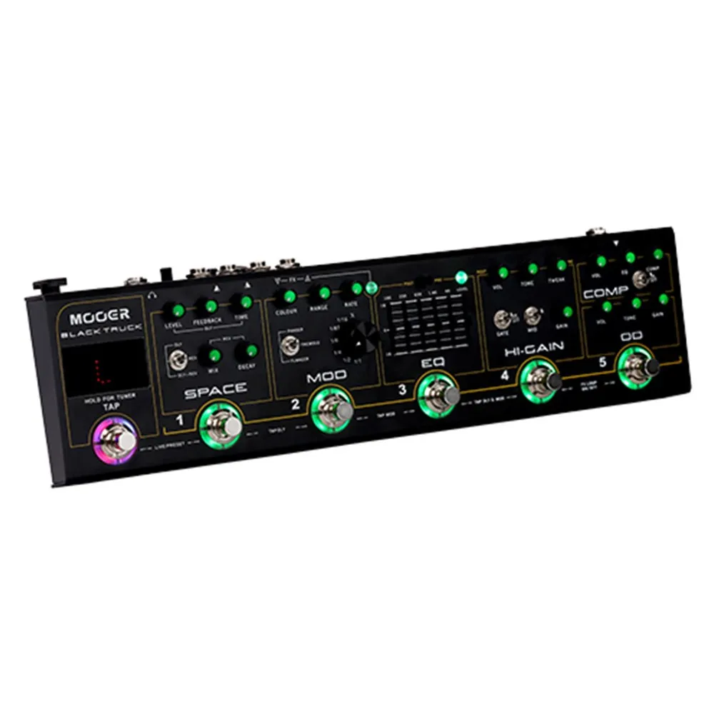 

MOOER Guitar Effects Pedal Overload Distortion EQ Delay Reverberation Guitar Pedal With 6 Effects Guitar Tuner Stereo Outputs