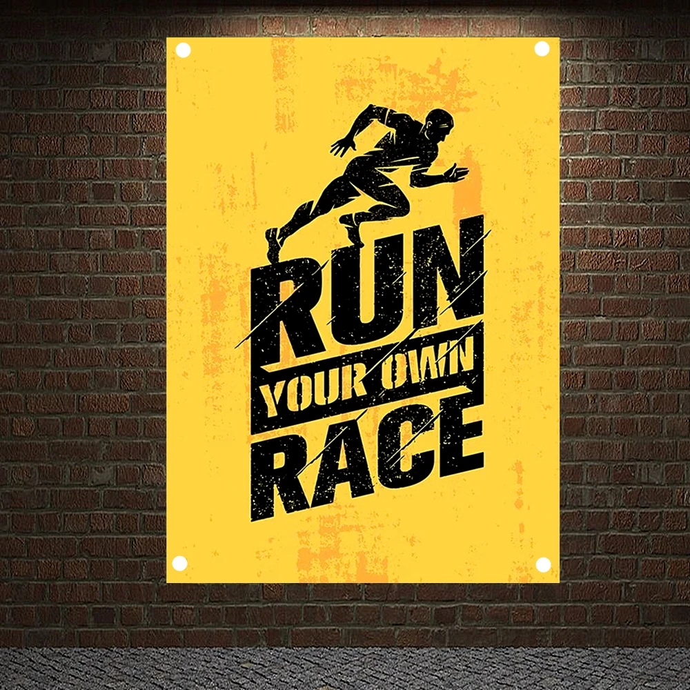 

RUN YOUR OWN RACE Motivational Workout Posters Wall Chart Exercise Banners Flags Wall Art Tapestry Sticker Gym Wall Decoration