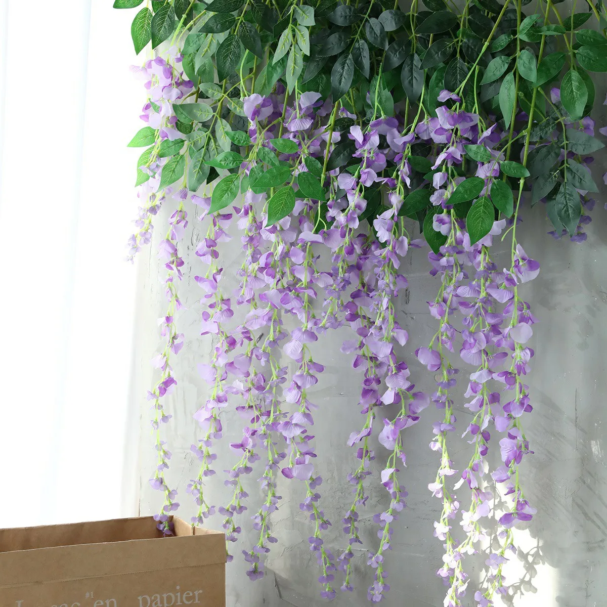 Luyue 12pcs/lot Wedding Decor Artificial Silk Wisteria Flower Vines hanging Rattan Bride flowers Garland For Home Garden Hotel