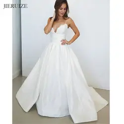 JIERUIZE белые свадебные платья из тафты на бретельках на шнуровке сзади Свадебные платья robe de mariee