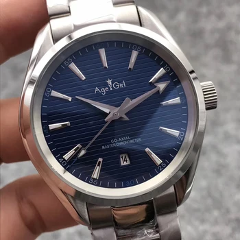 

2019 Classic New Men Watch Stainless Steel Black Brown Leather Aqua Terra Waterproof Automatic Mechanical Sport Silver Blue