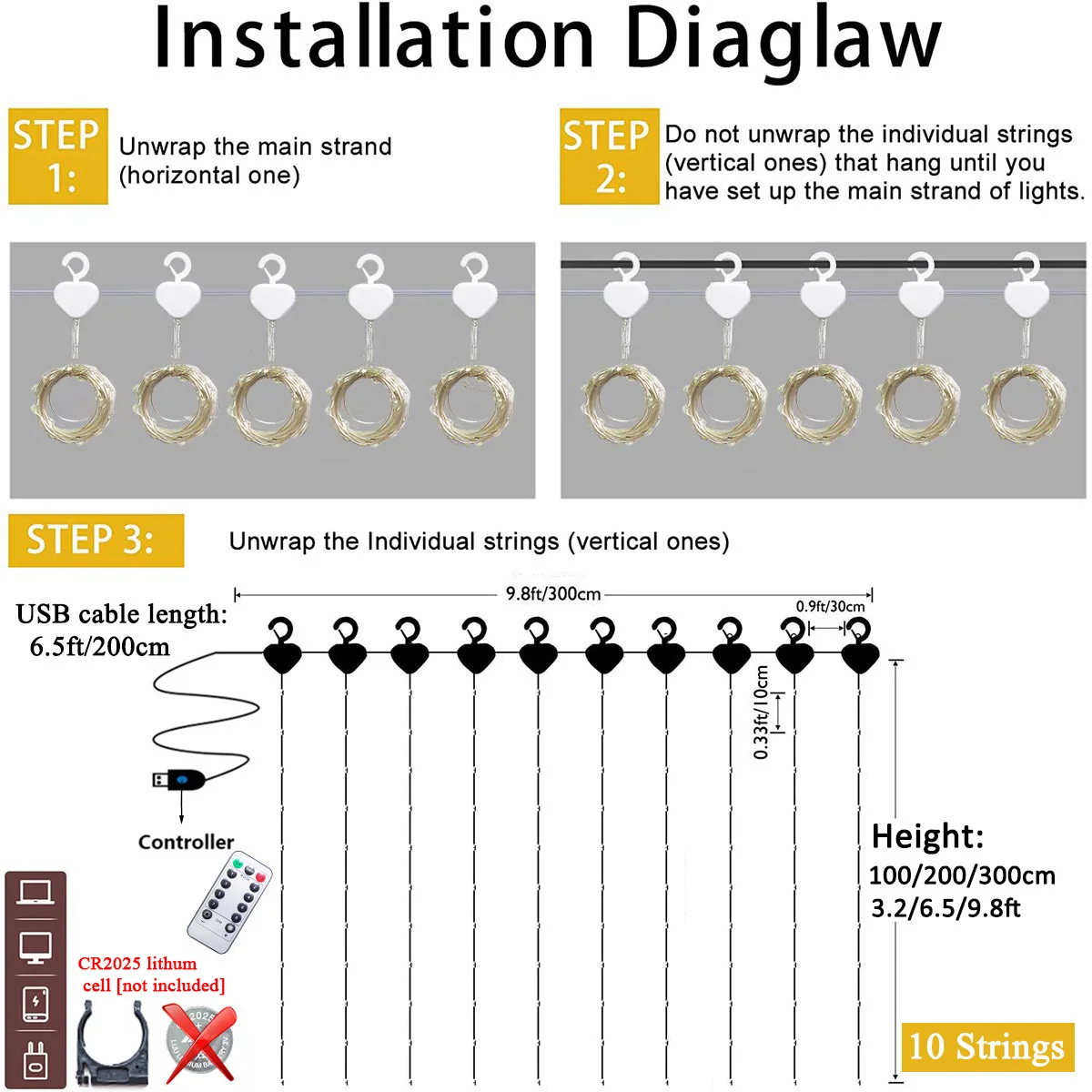 3m 100/200/300 LED Curtain String Light Garland Wedding Party Decorations Table Bachelorette Birthday Ramadan Festoon Background
