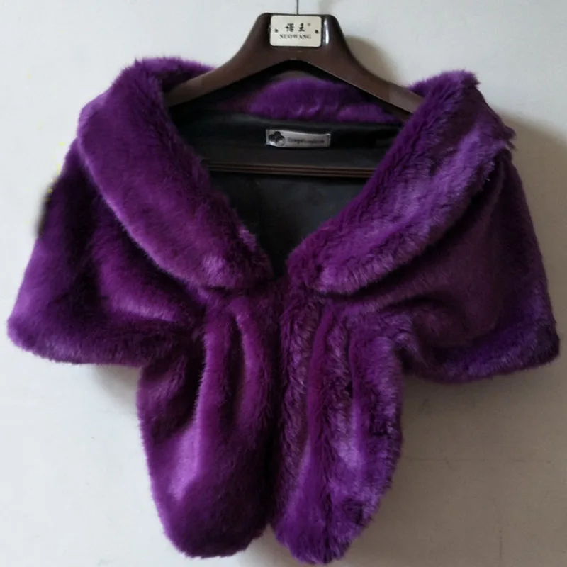 Purple Fur Shawl Short Faux Rabbit Fur Wraps Bridal Jacket Women Cape Fourrure Feather Bridal Cape - Цвет: Фиолетовый